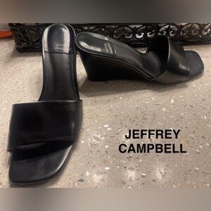 Jeffrey Campbell Black Wedge Sandals 8
